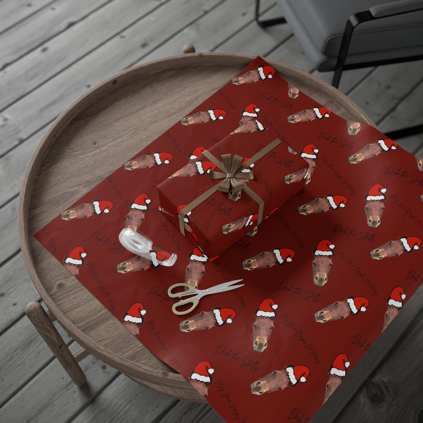 Deck the Stalls Wrapping Paper-Red