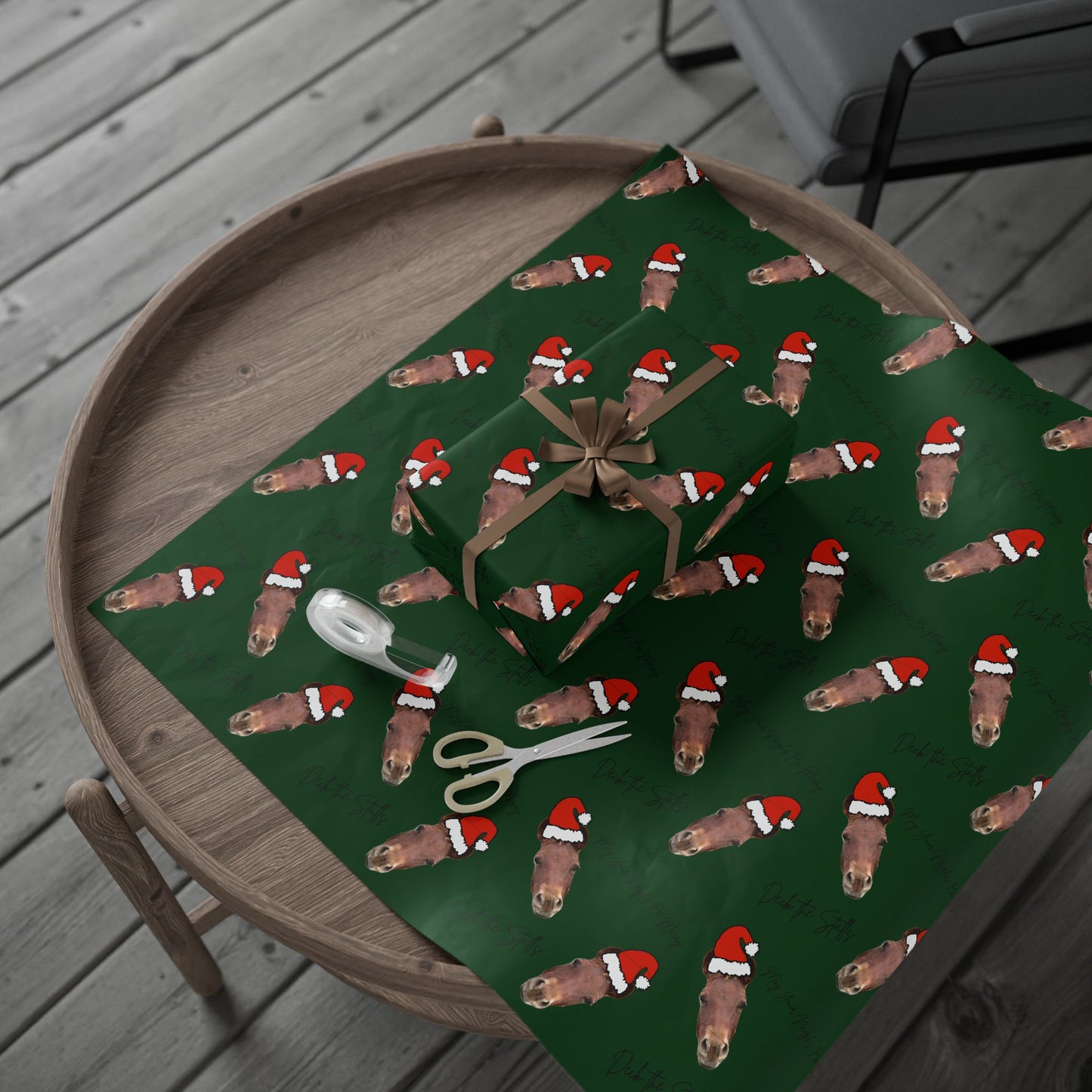 Deck the Stalls Wrapping Paper-Green