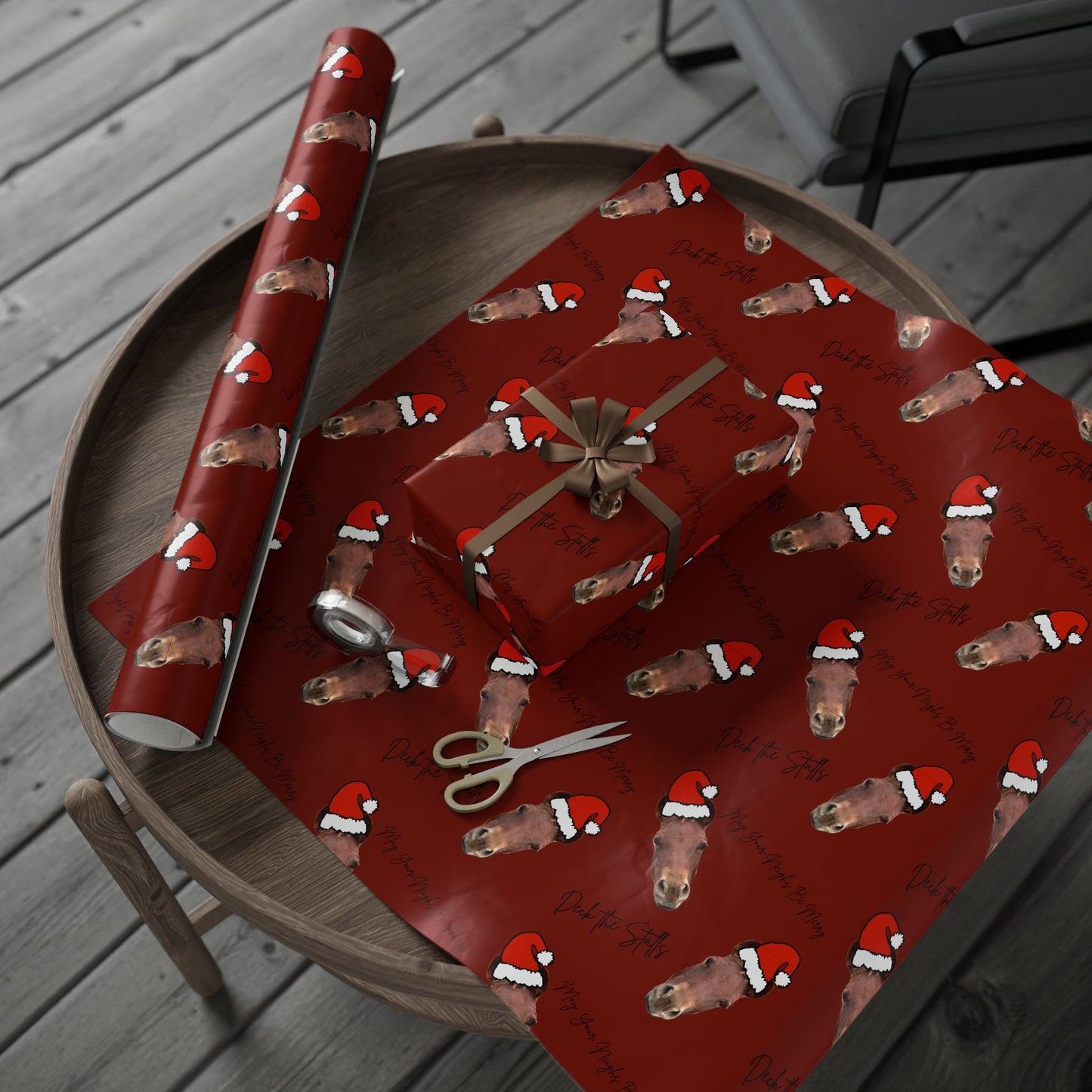 Deck the Stalls Wrapping Paper-Red