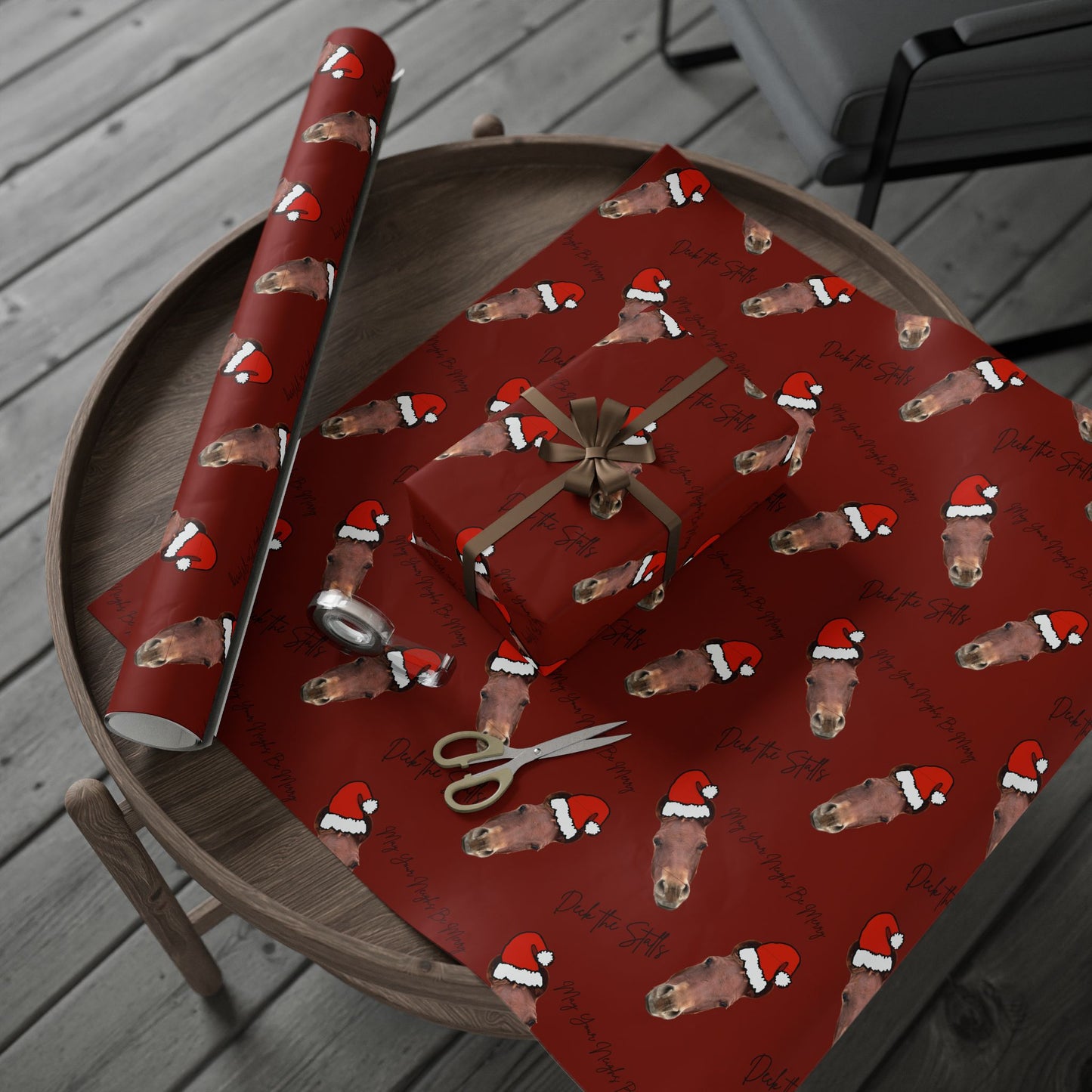 Deck the Stalls Wrapping Paper-Red