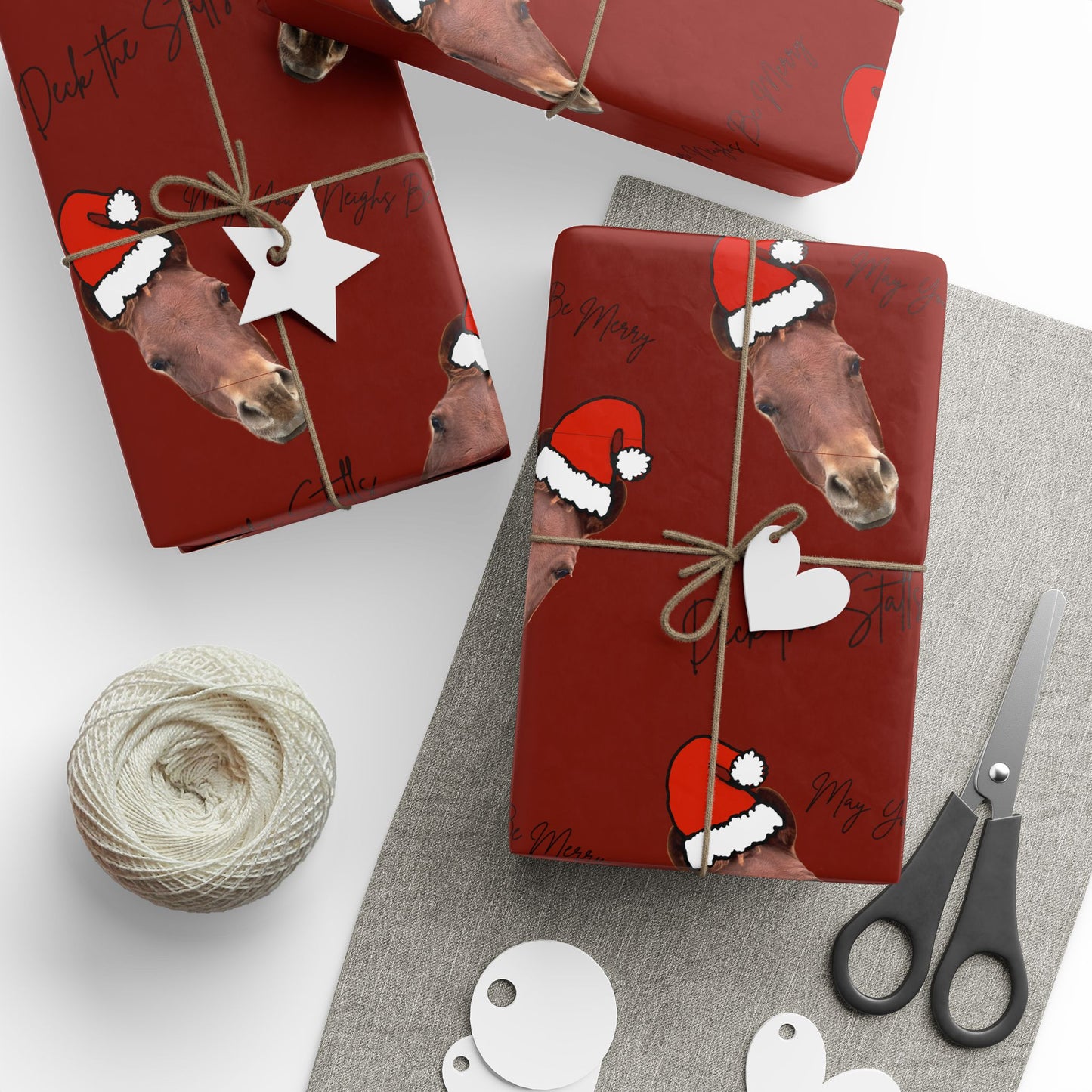 Deck the Stalls Wrapping Paper-Red