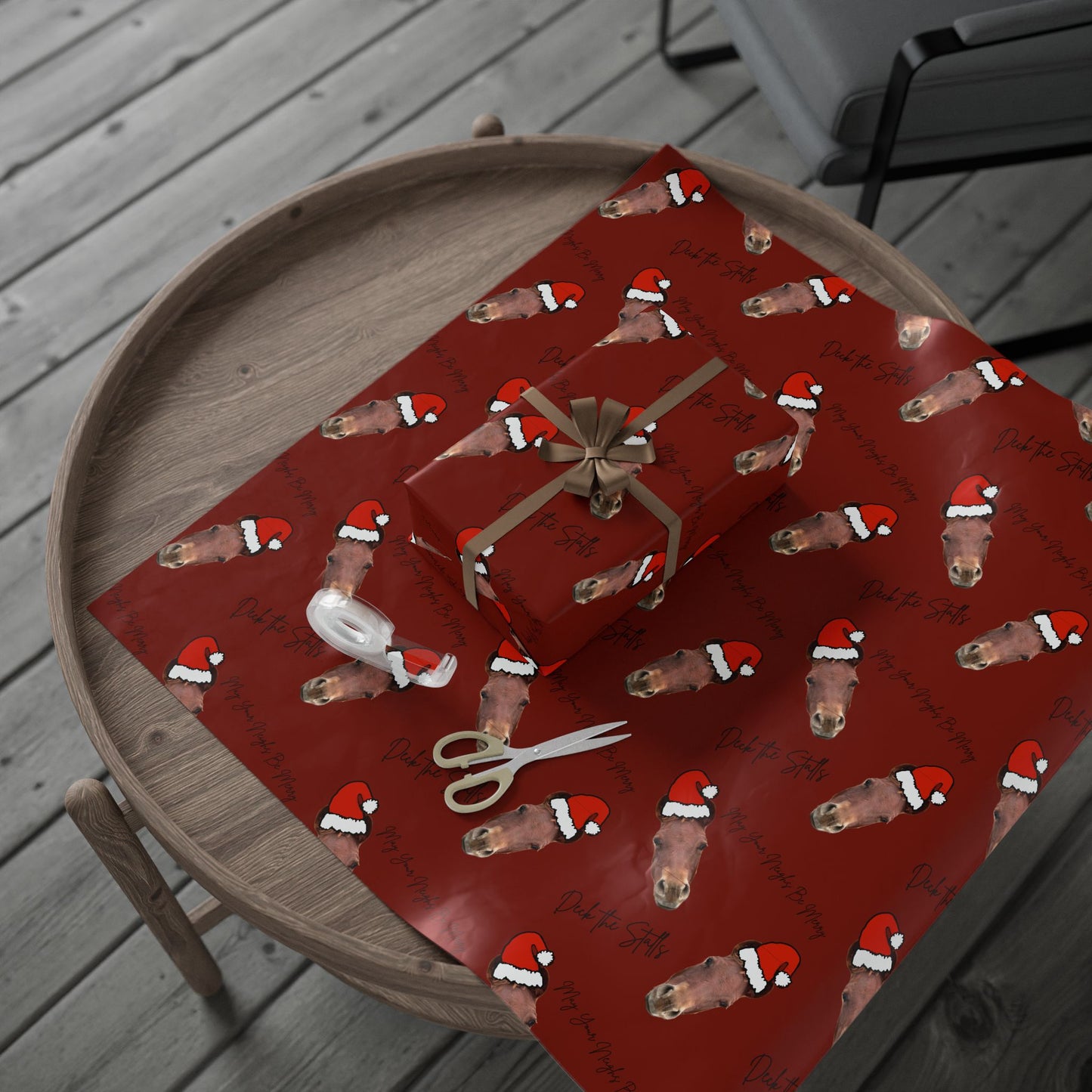 Deck the Stalls Wrapping Paper-Red