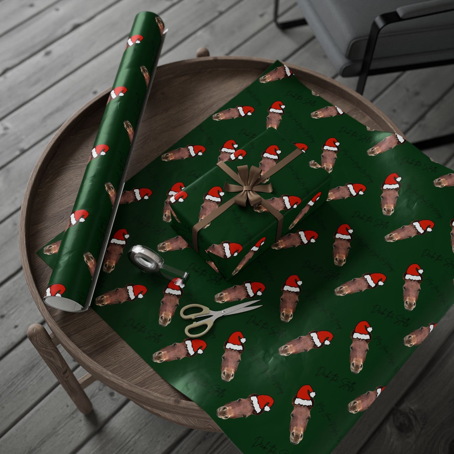 Deck the Stalls Wrapping Paper-Green