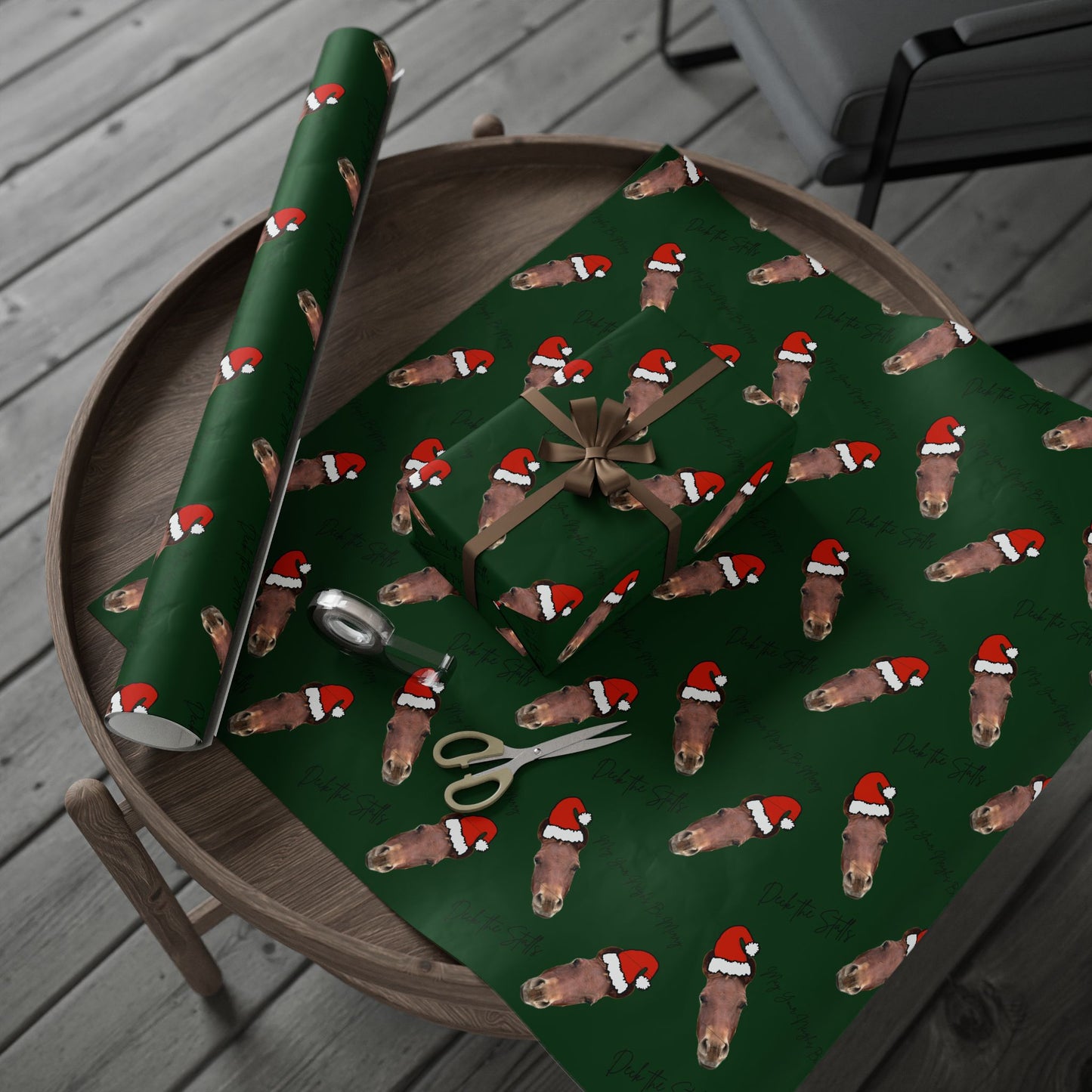 Deck the Stalls Wrapping Paper-Green