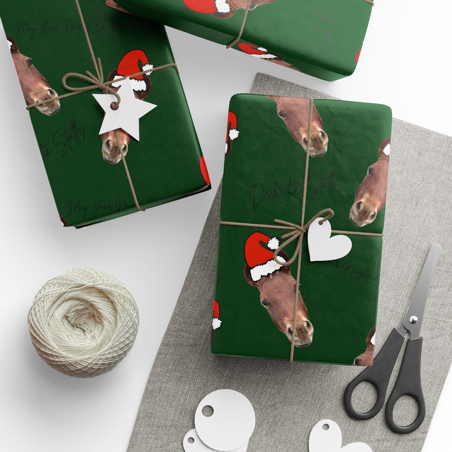 Deck the Stalls Wrapping Paper-Green